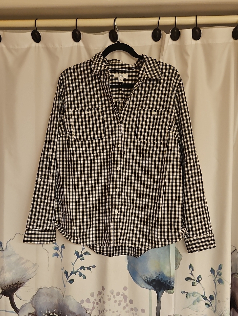 croft & barrow Black and White Gingham Button-Up Blouse